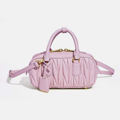 Sheepskin pleated bowling ball hand - held crossbody bag - zoraflux