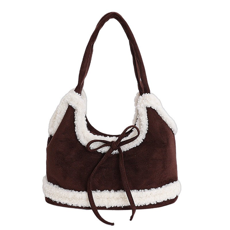 Simple and large - capacity suede single - shoulder bag - zoraflux