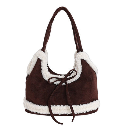 Simple and large - capacity suede single - shoulder bag - zoraflux