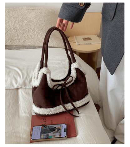 Simple and large - capacity suede single - shoulder bag - zoraflux