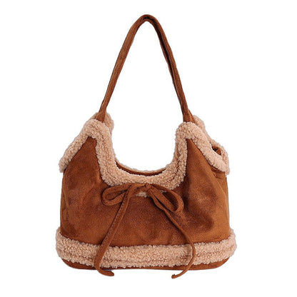 Simple and large - capacity suede single - shoulder bag - zoraflux