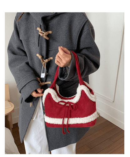 Simple and large - capacity suede single - shoulder bag - zoraflux