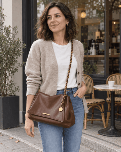 Simple chain large-capacity underarm tote bag - zoraflux