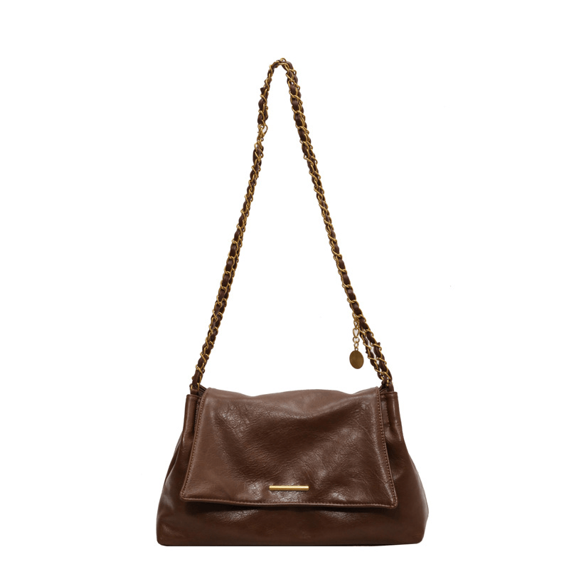 Simple chain large-capacity underarm tote bag - zoraflux