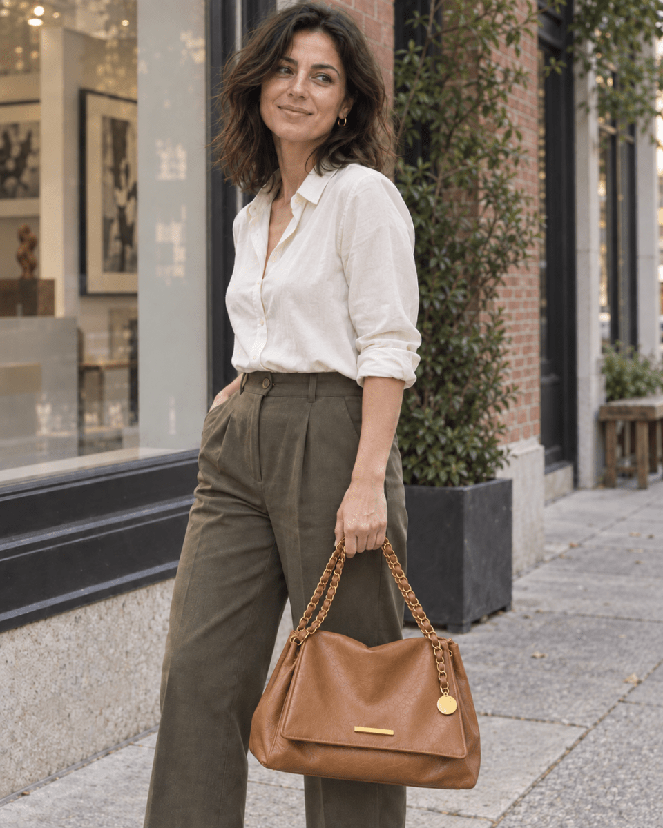 Simple chain large-capacity underarm tote bag - zoraflux
