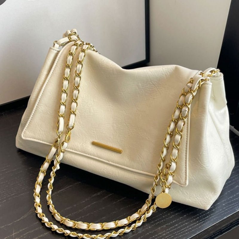 Simple chain large - capacity underarm tote bag - zoraflux