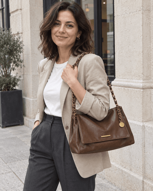 Simple chain large-capacity underarm tote bag - zoraflux