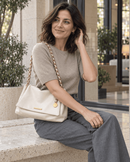 Simple chain large-capacity underarm tote bag - zoraflux