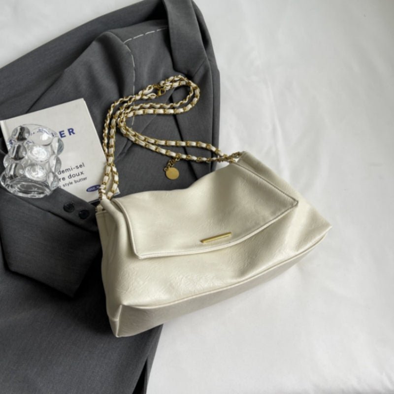 Simple chain large-capacity underarm tote bag - zoraflux