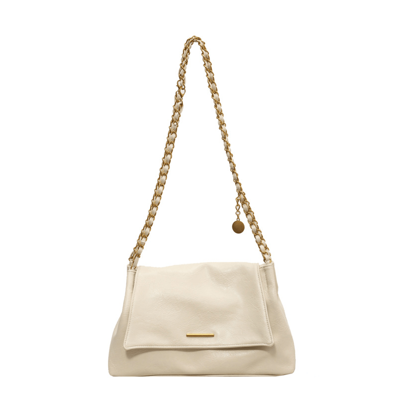 Simple chain large-capacity underarm tote bag - zoraflux
