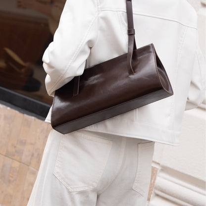 Simple French leather women's shoulder bag - zoraflux