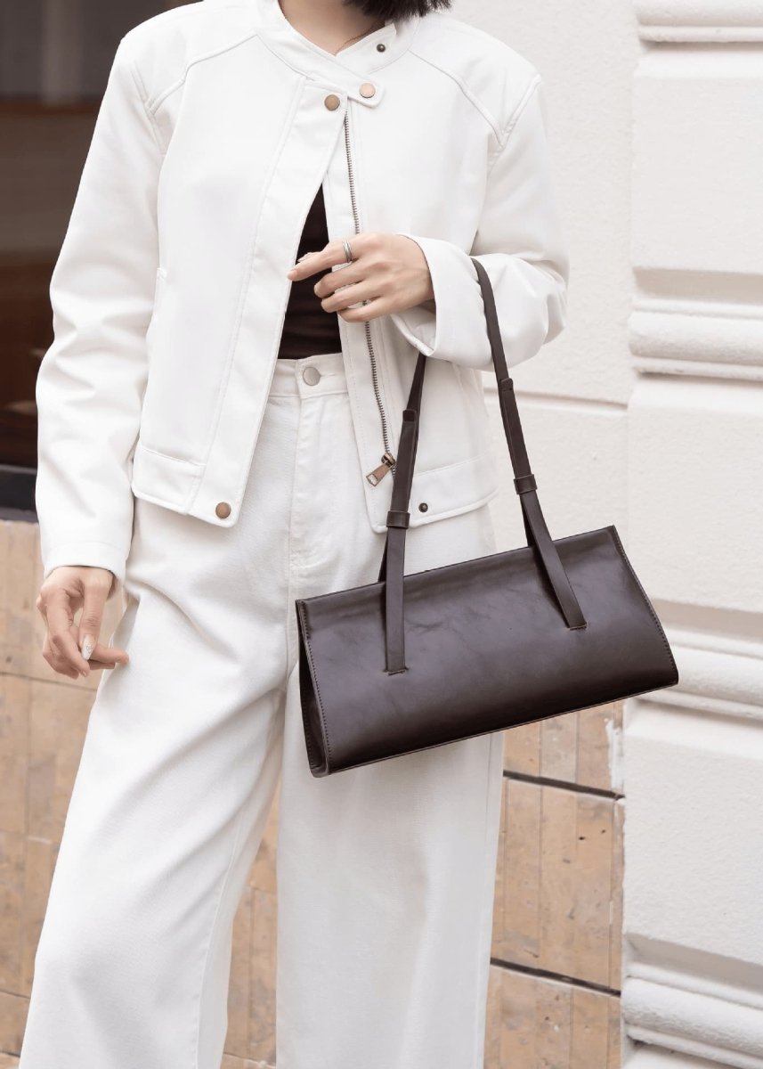 Simple French leather women's shoulder bag - zoraflux