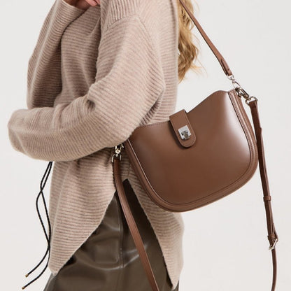 Simple genuine leather lady's saddle bag - zoraflux