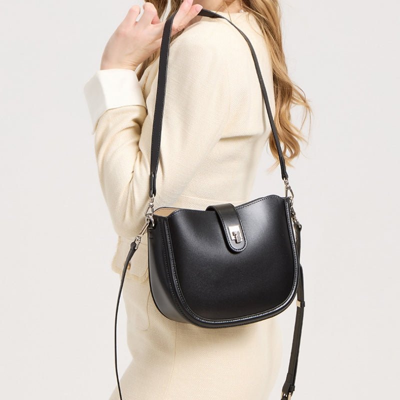 Simple genuine leather lady's saddle bag - zoraflux