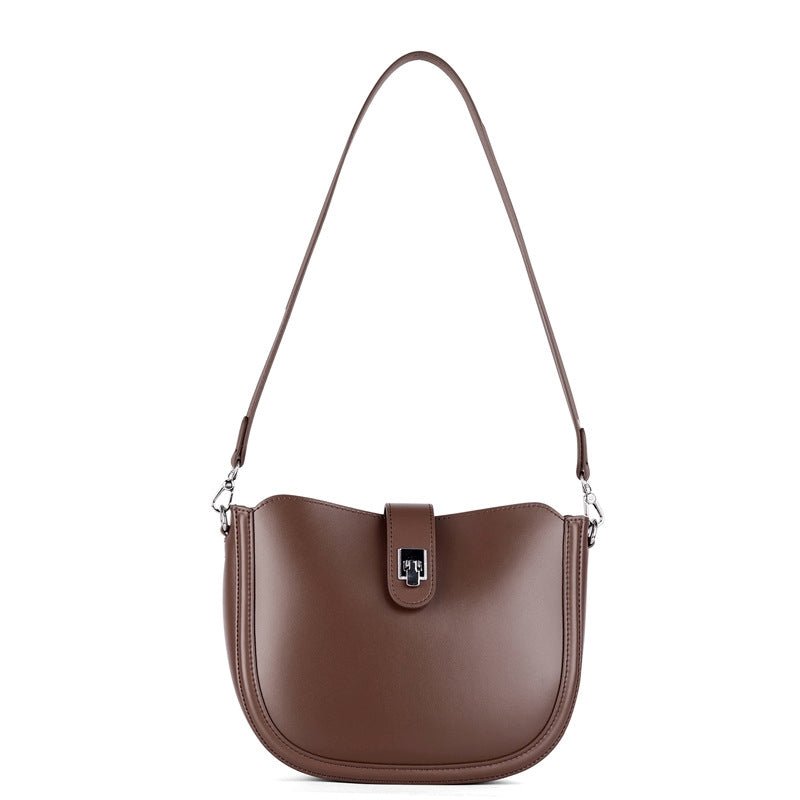 Simple genuine leather lady's saddle bag - zoraflux