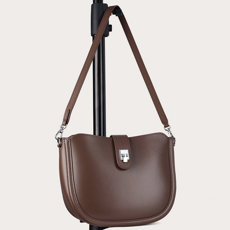 Simple genuine leather lady's saddle bag - zoraflux