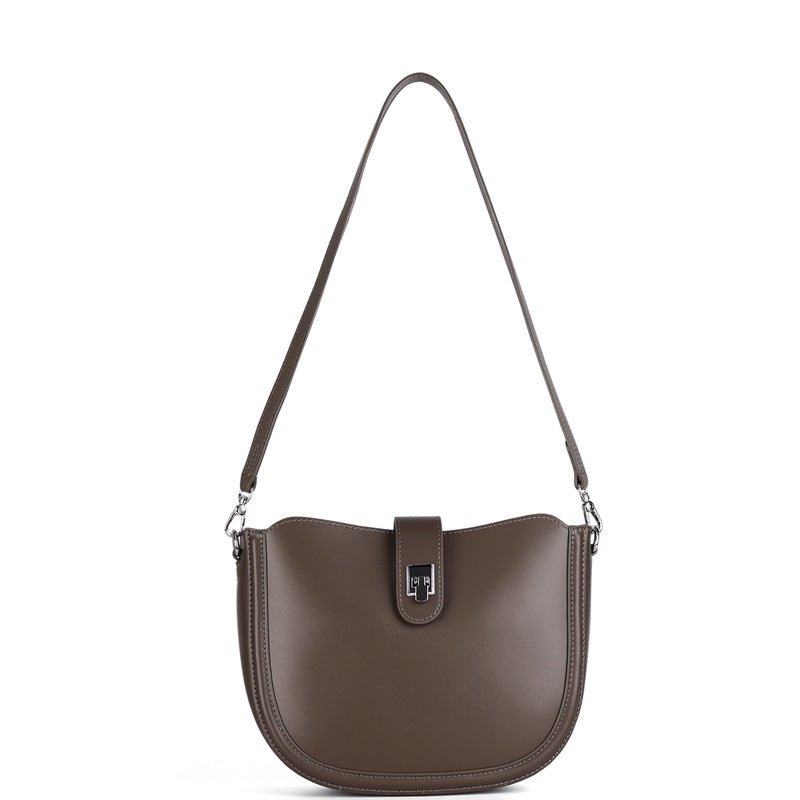 Simple genuine leather lady's saddle bag - zoraflux