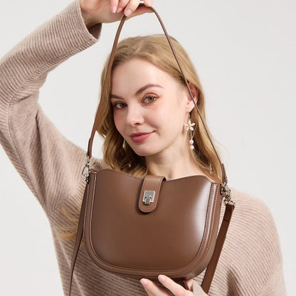 Simple genuine leather lady's saddle bag - zoraflux