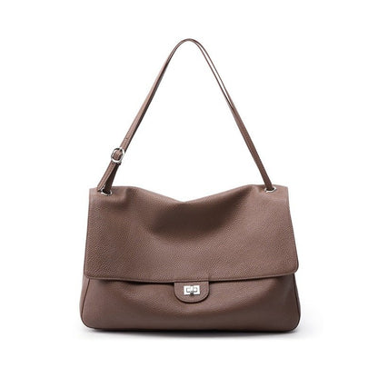 Simple Hand-held Shoulder Bag Made of Top-grain Cowhide - zoraflux