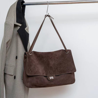 Simple Hand-held Shoulder Bag Made of Top-grain Cowhide - zoraflux