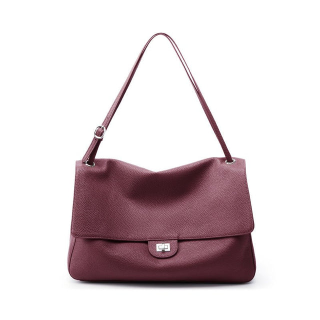 Simple Hand-held Shoulder Bag Made of Top-grain Cowhide - zoraflux