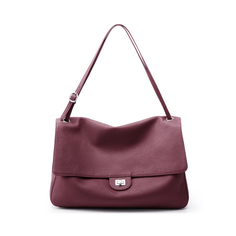 Simple Hand-held Shoulder Bag Made of Top-grain Cowhide - zoraflux