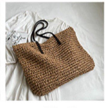 Simple large - capacity woven tote bag - zoraflux