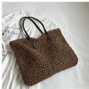 Simple large - capacity woven tote bag - zoraflux