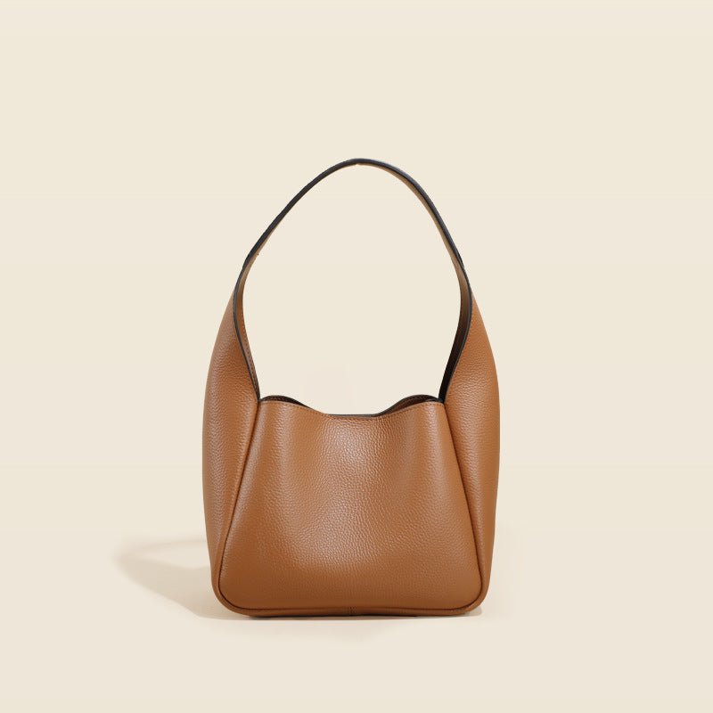 Simple leather contrasting color bucket bag - zoraflux