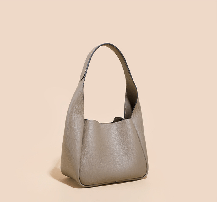 Simple leather contrasting color bucket bag - zoraflux