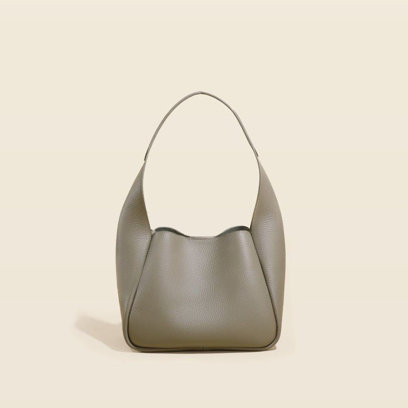 Simple leather contrasting color bucket bag - zoraflux