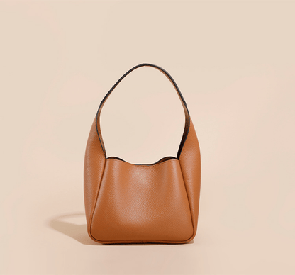Simple leather contrasting color bucket bag - zoraflux