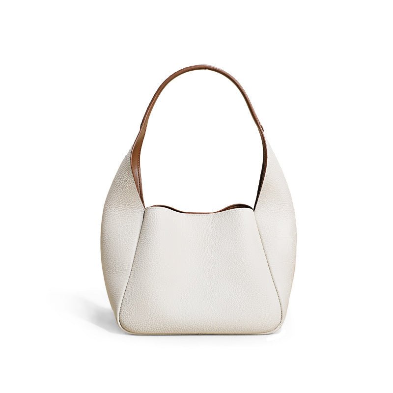 Simple leather contrasting color bucket bag - zoraflux