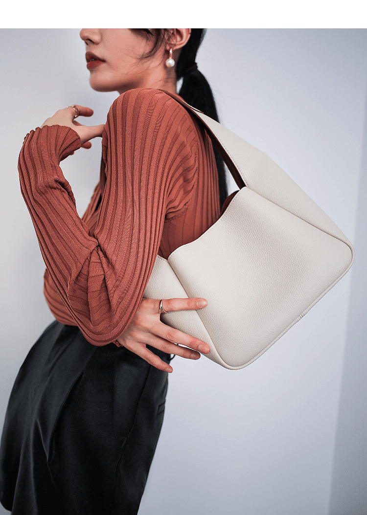 Simple leather contrasting color bucket bag - zoraflux