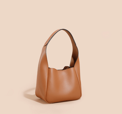 Simple leather contrasting color bucket bag - zoraflux