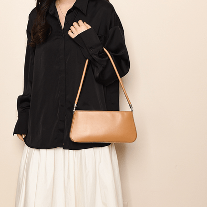 Simple Texture Baguette-shaped Shoulder Bag for Commuting - zoraflux