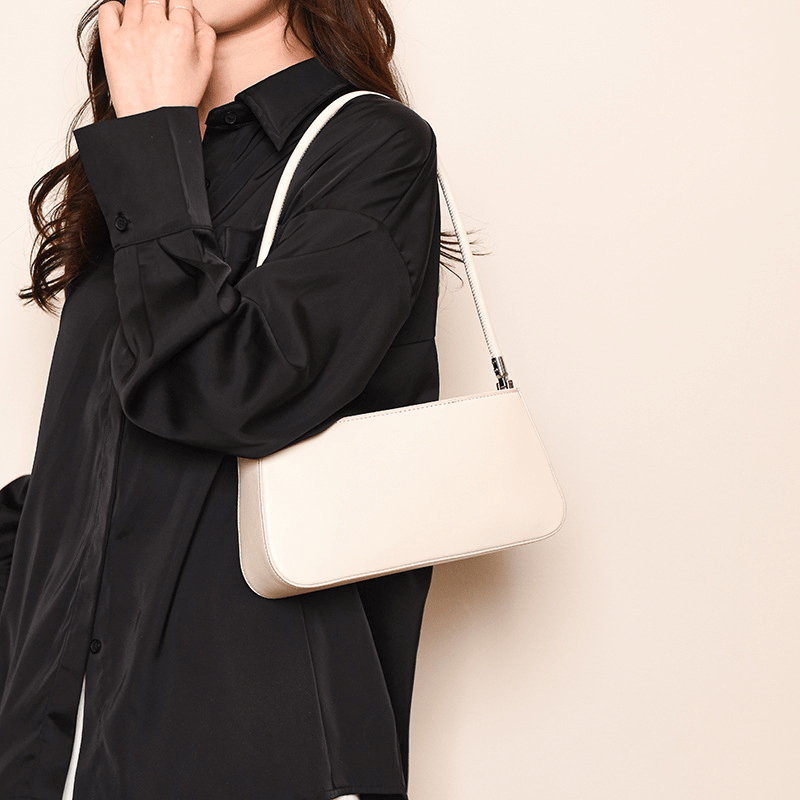 Simple Texture Baguette-shaped Shoulder Bag for Commuting - zoraflux