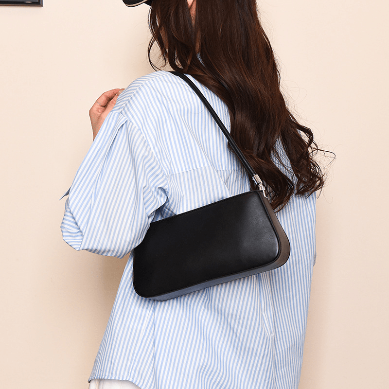 Simple Texture Baguette-shaped Shoulder Bag for Commuting - zoraflux