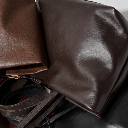 Simple vintage soft leather female underarm Tote - zoraflux