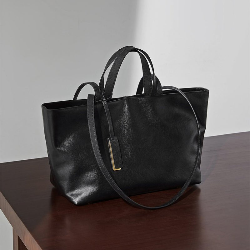 Simple vintage soft leather female underarm Tote - zoraflux
