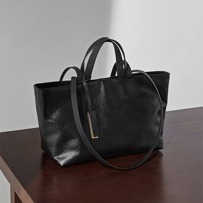 Simple vintage soft leather female underarm Tote - zoraflux