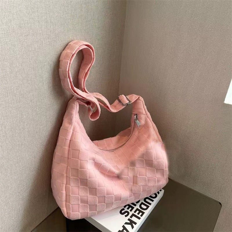 Simple waffle student commuter tote bag - zoraflux