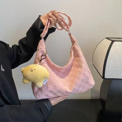 Simple waffle student commuter tote bag - zoraflux