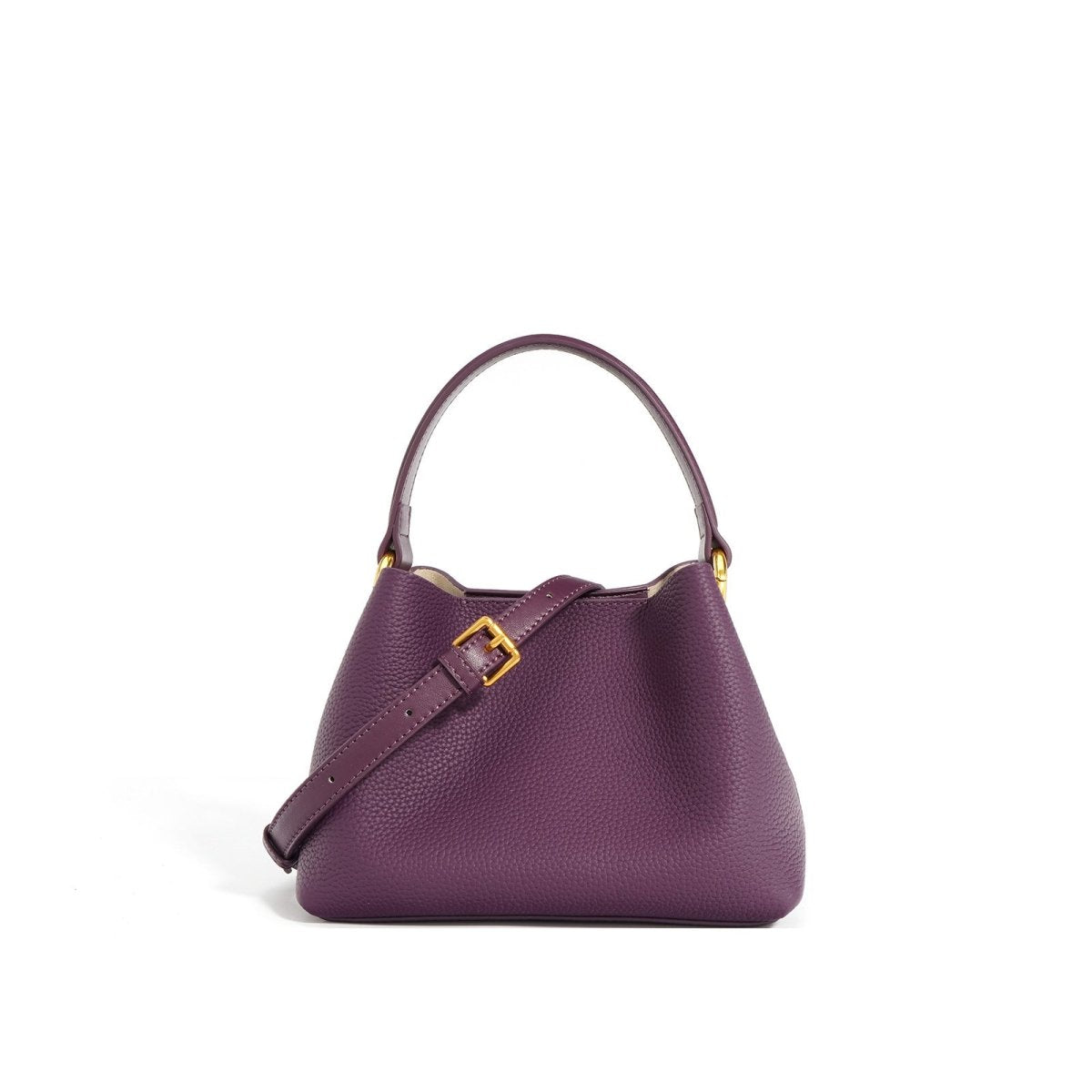 Soft cowhide magnetic buckle hand - held bucket bag - zoraflux