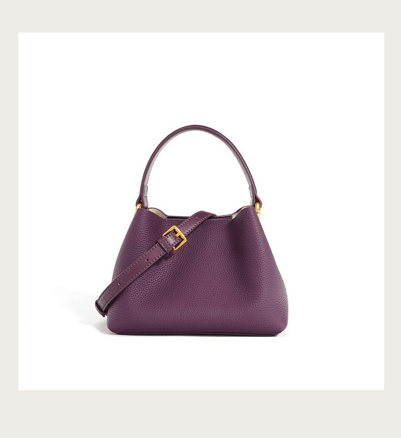 Soft cowhide magnetic buckle hand - held bucket bag - zoraflux