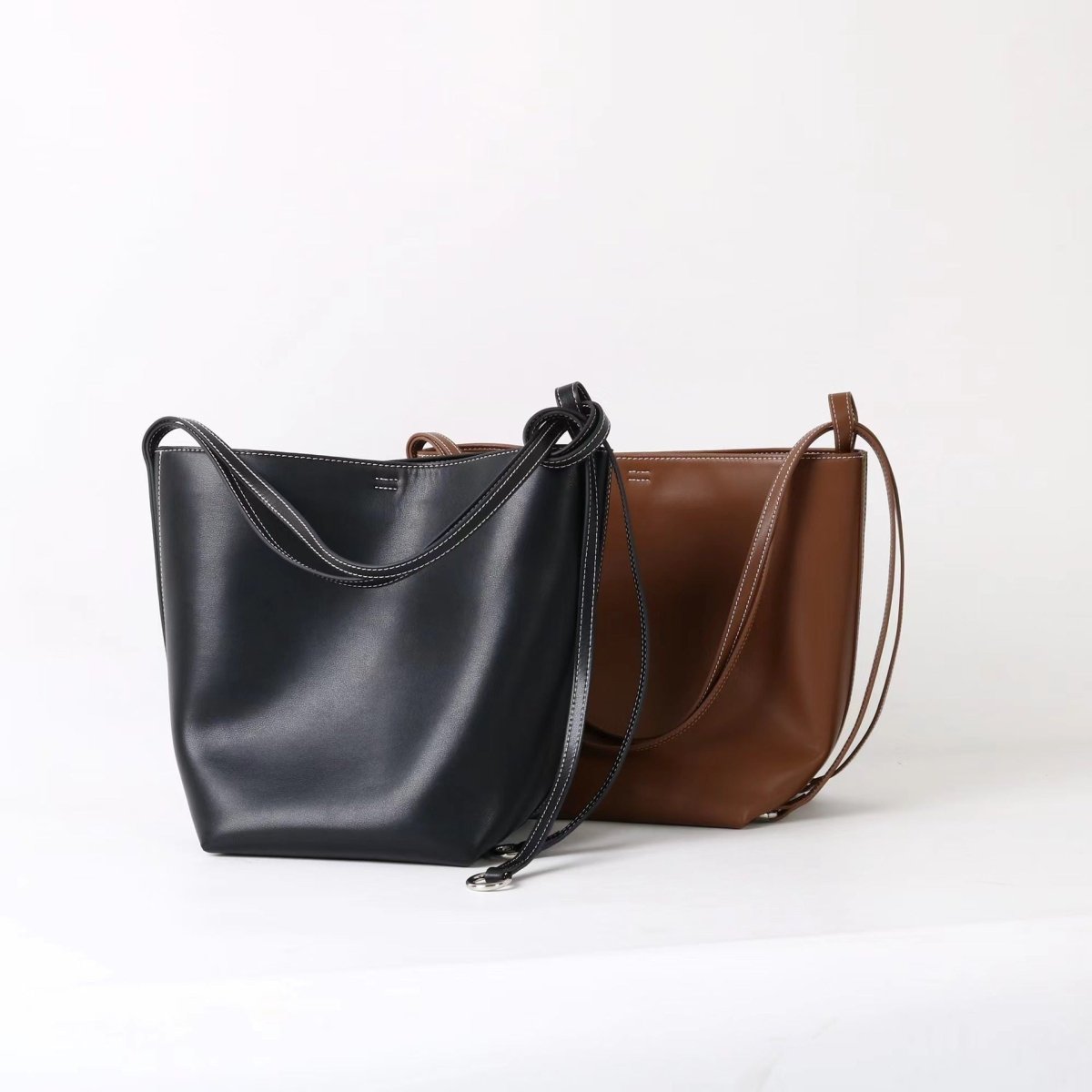 Soft cowhide versatile Tote bucket bag - zoraflux