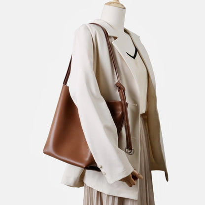 Soft cowhide versatile Tote bucket bag - zoraflux