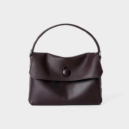 Soft Leather Black Mini Top Handle Small Tote Bag, Lightweight Flap Satchel Purse for Women Daily Commute Travel - zoraflux