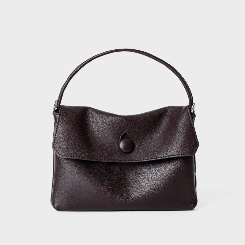Soft Leather Black Mini Top Handle Small Tote Bag, Lightweight Flap Satchel Purse for Women Daily Commute Travel - zoraflux