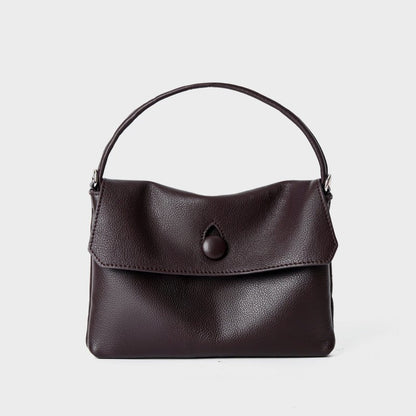 Soft Leather Black Mini Top Handle Small Tote Bag, Lightweight Flap Satchel Purse for Women Daily Commute Travel - zoraflux
